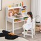 Kids Wooden Desk and Chair Set with 4-tier Storage Shelves and 2 Open Drawers